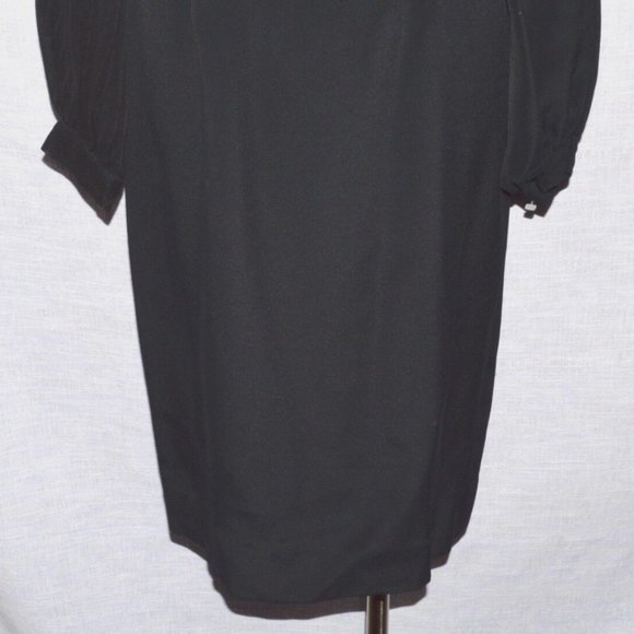 ALBERT NIPON NEW SZ 4 S SMALL BLACK ONE SHOULDER SLEEVE SHEER DRESS BOW DECOR - Picture 8 of 11